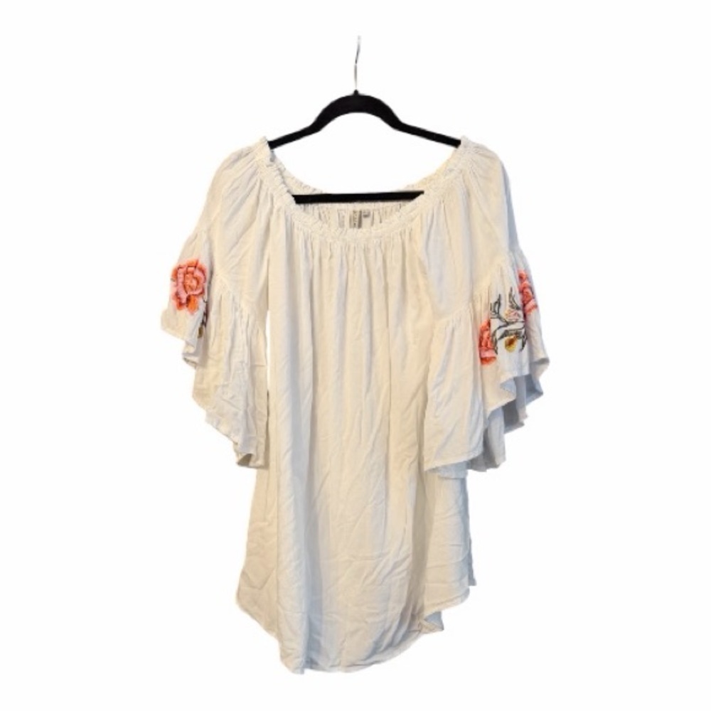 Feathers Cream Blouse with Colorful Embroidery